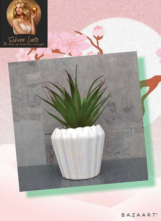 Spikey Artificial Plant in Geometric Pearlescent Pot £15.00