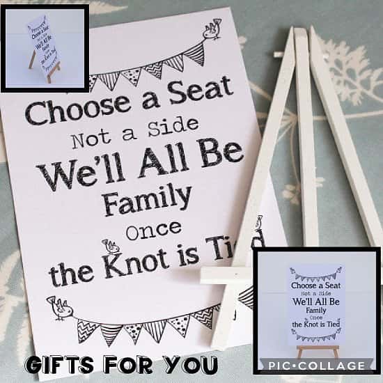 Church Wedding Ceremony White Sign 'Choose a Seat' Sign And Easel