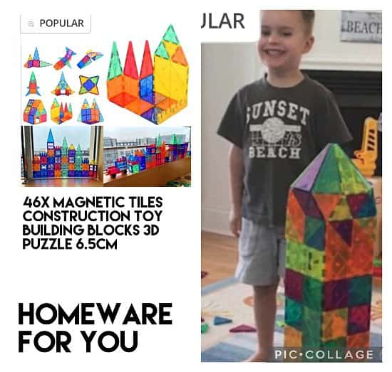 46x Magnetic Tiles Construction Toy Building Blocks 3d Puzzle 6.5cm
