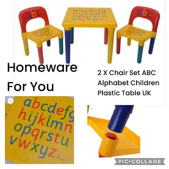 2 X Chair Set Gift Christmas ABC Alphabet Children Plastic Table UK