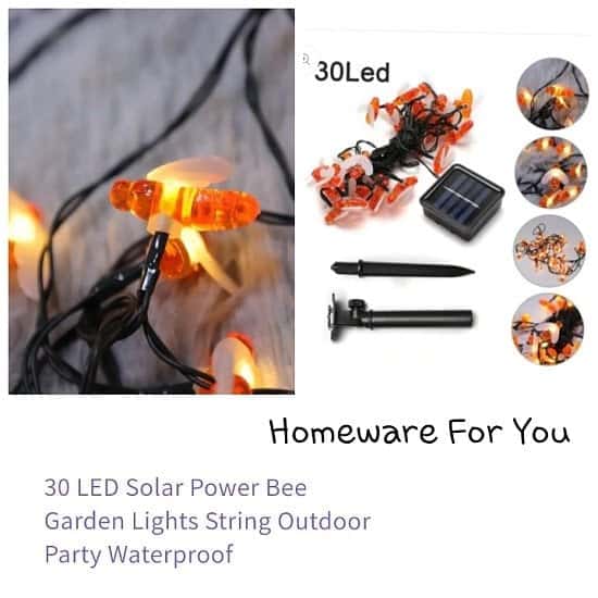 30 LED Solar Power Bee Garden Lights String Outdoor Party Waterproof