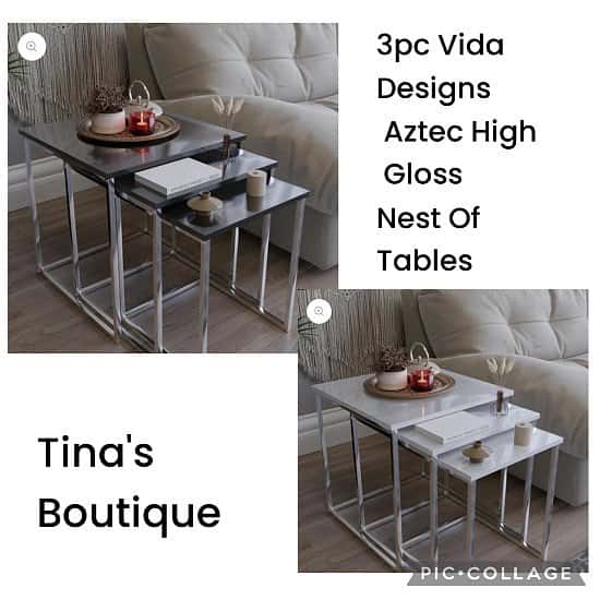 3pc Vida Designs Aztec High Gloss Nest Of Tables