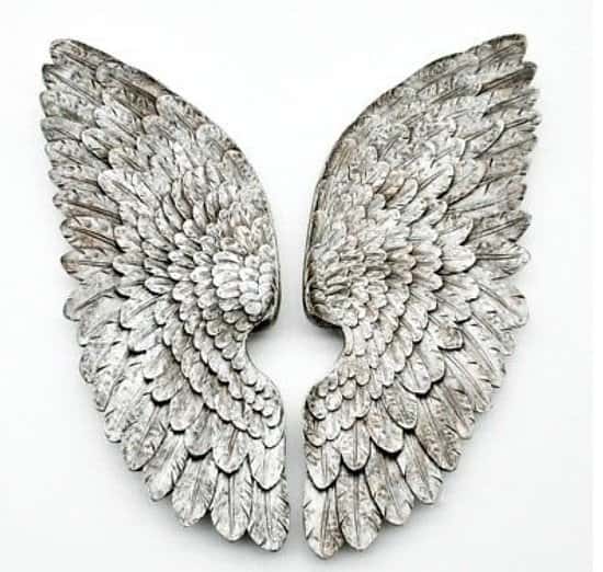 Extra Large Wall Hanging Silver Angel Wings – 70cm