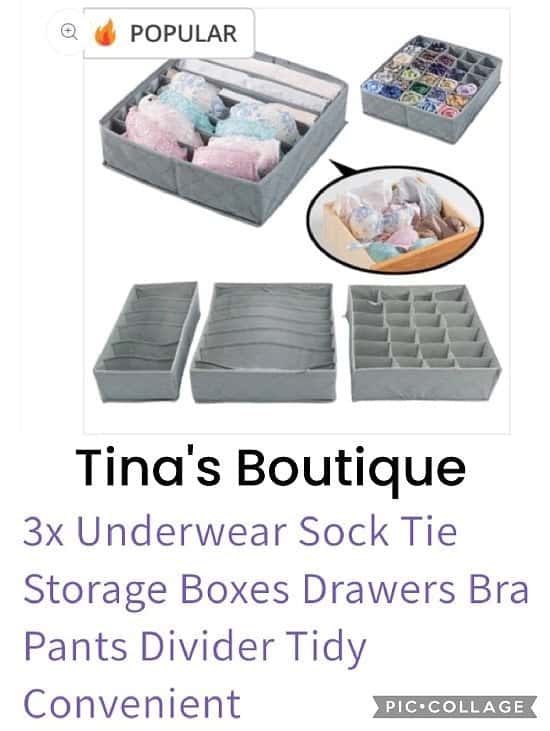 3x Underwear Sock Tie Storage Boxes Drawers Bra Pants Divider Tidy Convenient