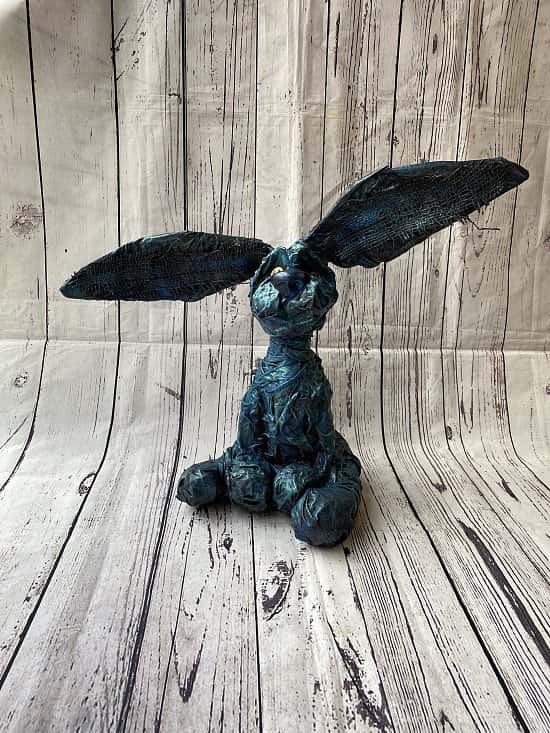 Hare made from recycled objects.