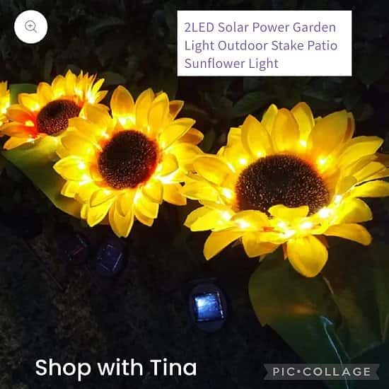 2 LED solar power garden lights Outdoor stake patio Sunflower lights.