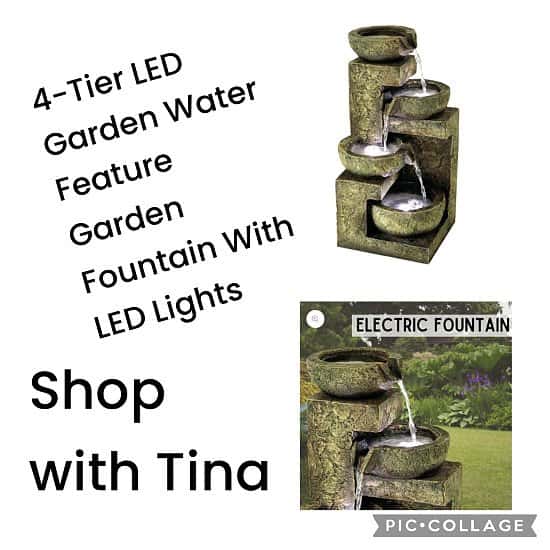 4-Tier LED Garden Water Feature | Garden Fountain With LED Lights