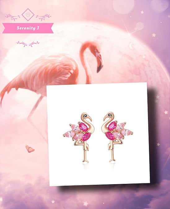 925 Sterling Silver Pink CZ Flamingo Stud Earrings £21.95