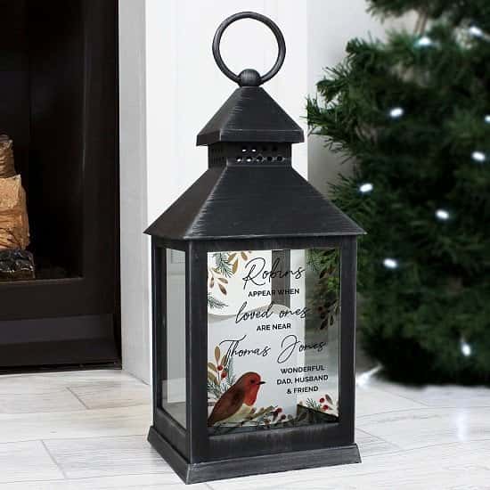 Personalised robins appear memorial lantern
