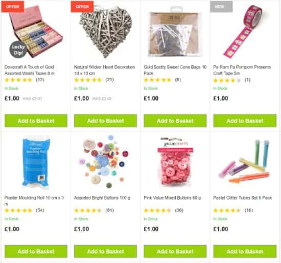 Stock up on our amazing selection of craft products at only £1 each!