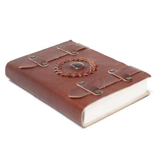 Leather Tigers Eye with Belts Notebook