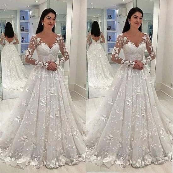 Elegant long sleeved wedding dress