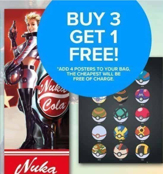 Purchase any 4 posters from our range and receive the cheapest free!