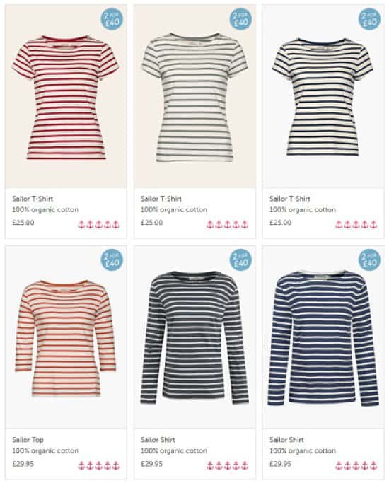 2 for £40 on our Famously Soft, Organic Cotton Stripey Shirts