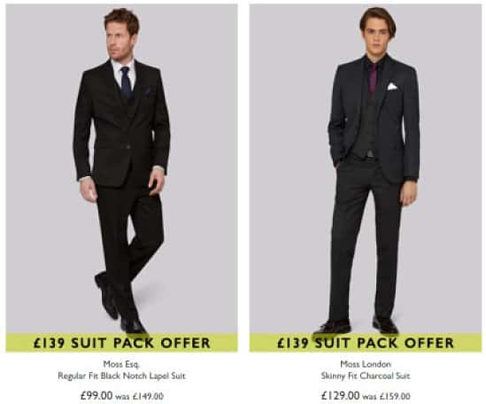 Suit + Extra Trousers + 2 Shirts for only £139