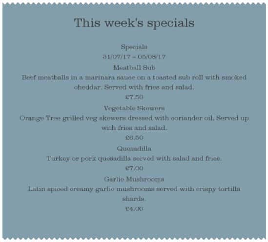 This week's specials - 31/07/17 – 05/08/17