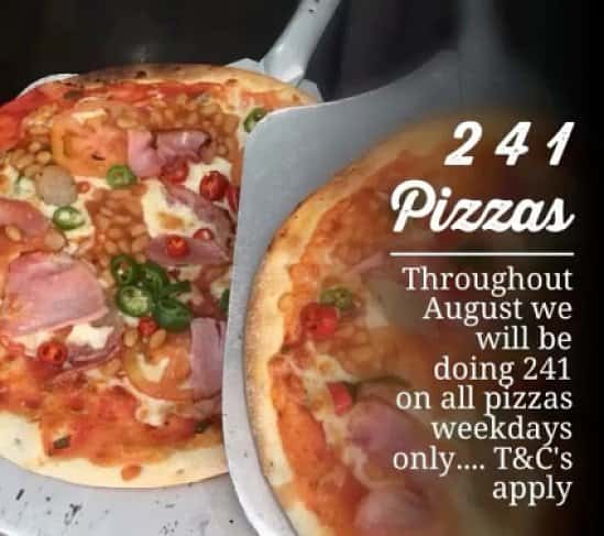 2 4 1 Pizzas Weekdays Throughout August