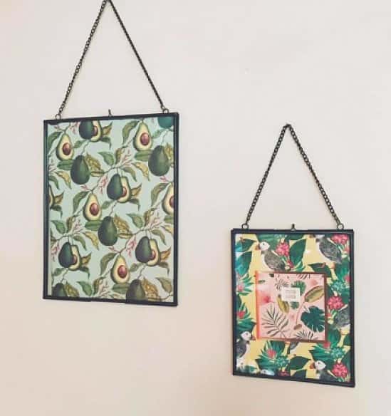 Our fabulous artfile gift wrap looks amazing in our hanging glass frames!