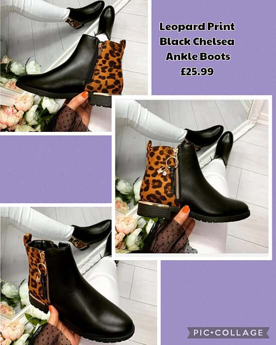 Leopard Print Black Chelsea Ankle Boots £25.99