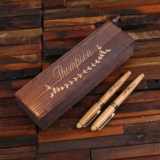 Executive Wood Capped Pen Set in Keepsake Wood Box - £41.99