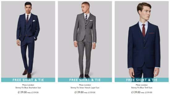 Get a Free Shirt and Tie on Selected Suits