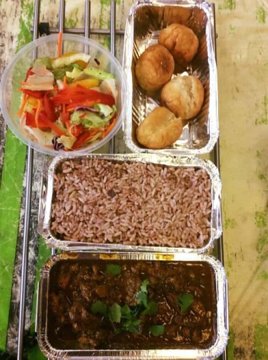Rice and Peas, Curry Mutton, Dumpling and Veg - 2 for a Tenner..... Bargainos!!!!