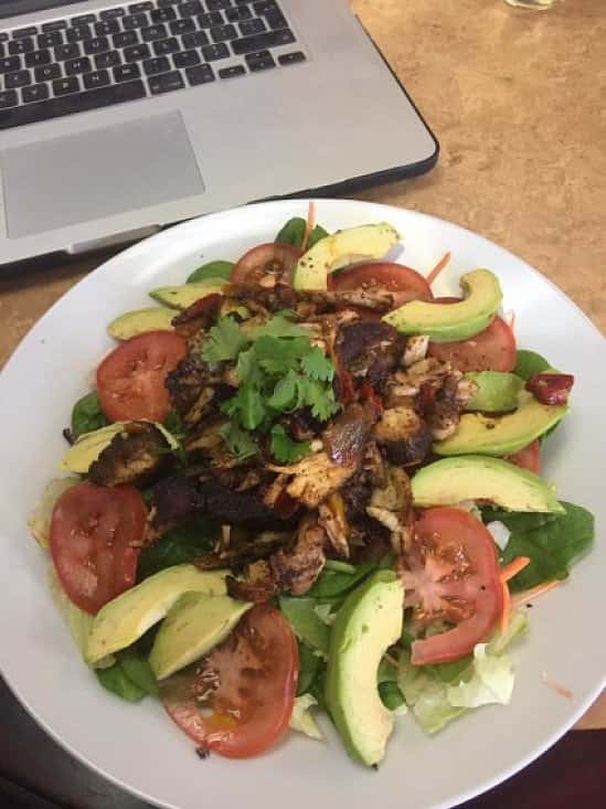 Order Lunch, like this Very Tasty and Healthy Jerk Chicken Salad, and you'll get a free Tea/Coffee