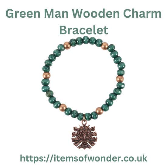 Green Man Wooden Charm Bracelet