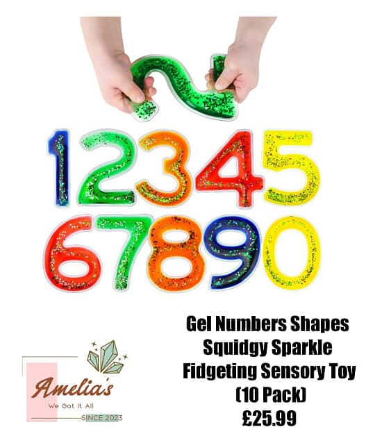 Gel Numbers Shapes Squidgy Sparkle Fidgeting Sensory Toy (10 Pack) 💗💗 £25.99 💗💗 🚚