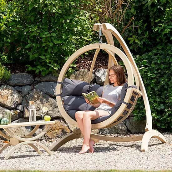 SAVE - Globo Garden Hanging Chair & Stand in Weatherproof Anthracite