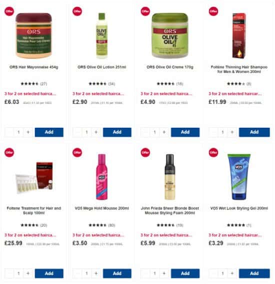 3 for 2 on Selected Haircare Products