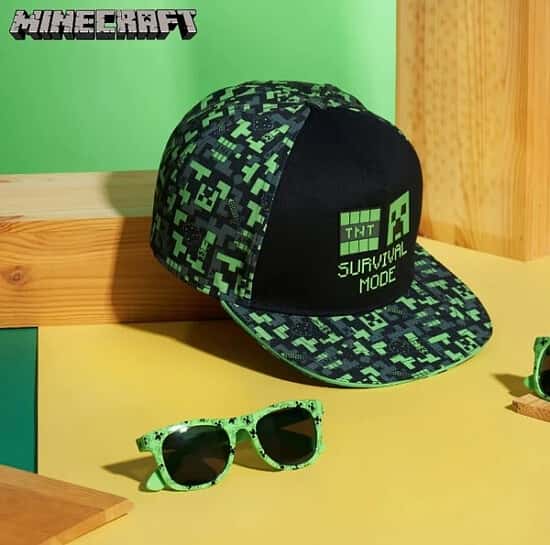 GREEN CHARACTER HAT AND GLASSES SET  "MINECRAFT"