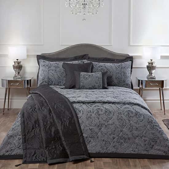 Luxury for Less: Save 80% on Paisley Charcoal Cotton Rich Jacquard Duvet Cover!