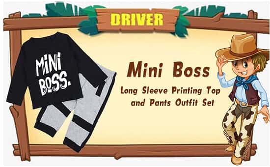 Baby Boy Clothes Mini Boss Long Sleeve Top Striped Pants