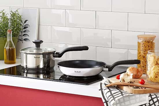 Cook with Comfort and Save: Tefal 5-Piece Stainless Steel Pots and Pans Set Deal!