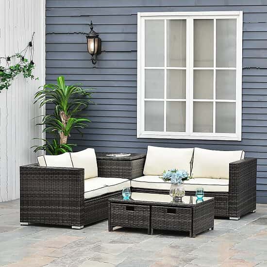 Upgrade Your Outdoor Oasis and Save 40% on Outsunny 4 Pcs Rattan Wicker Garden Furniture!