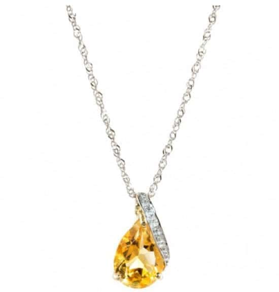 Save £100 on this 9ct gold Citrine and Diamond Pendant