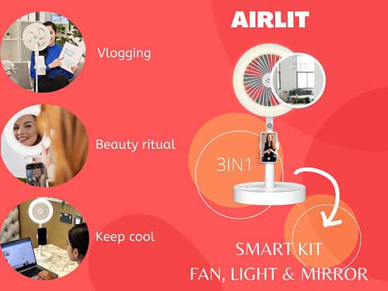 3in1 AirLit | Light, Fan & Mirror