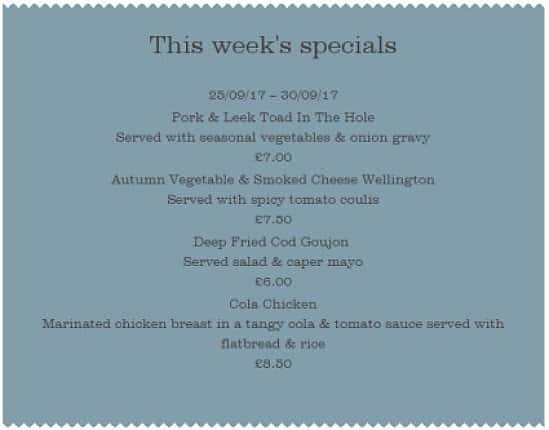 This Week's Specials,  25/09/17 – 30/09/17