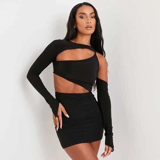 One shoulder cut out bodycon dress on sale