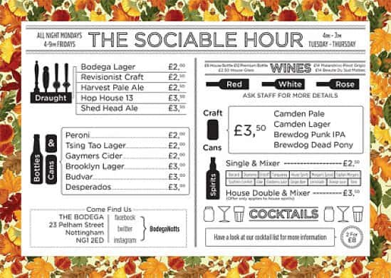 The Bodega Sociable Hour - Cheap Drinks and FREE Entry!
