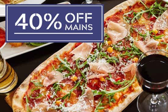 40% OFF MAINS -  Be tempted by a real treat. Enjoy 40% off mains at Prezzo.