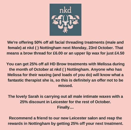 25% off all HD Brow Treatments during October!