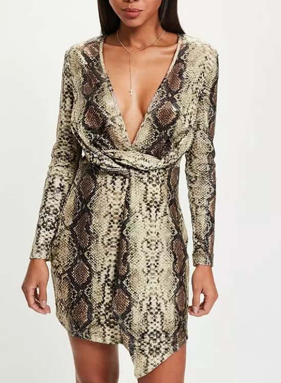 Nude Snake Wrap Front Dress ONLY £16.00 From £35.00!