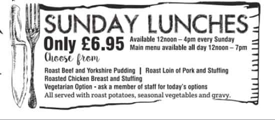 Sunday Lunch ONLY £6.95!