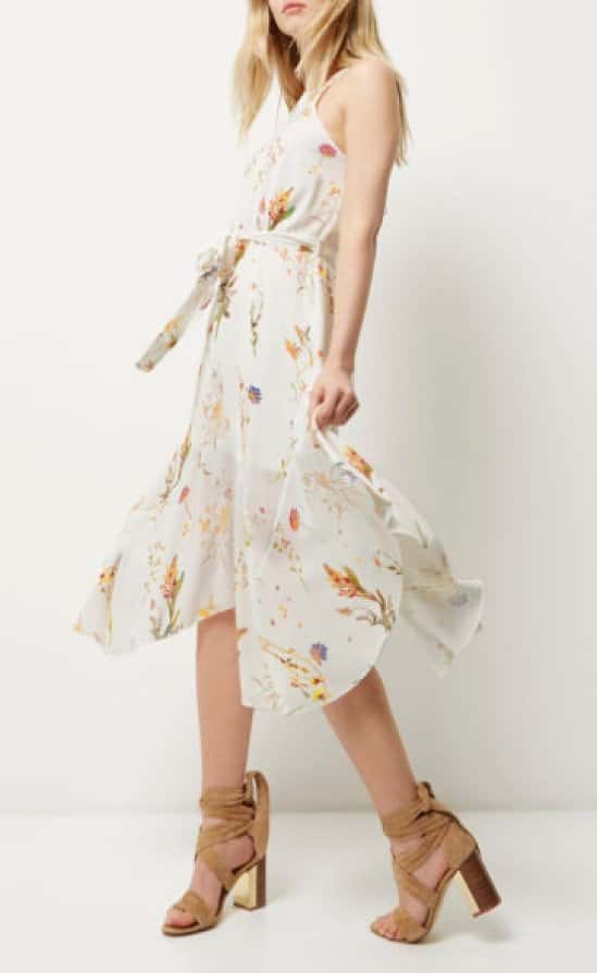 Cream floral print slip dress for £30 Was £60