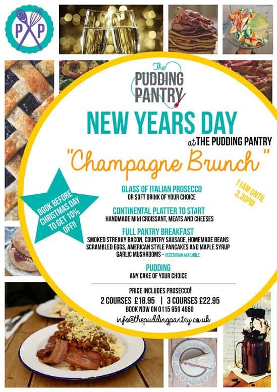Book your New Years Day Champagne Brunch before Christmas Day and get 10% OFF!