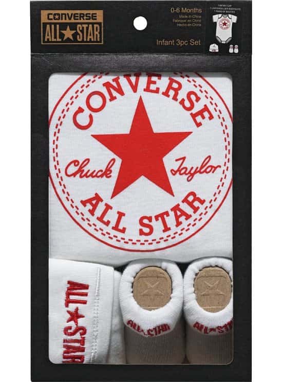 Converse Unisex White 3 Piece Gift Set - 0-6 Months - ONLY £8.99