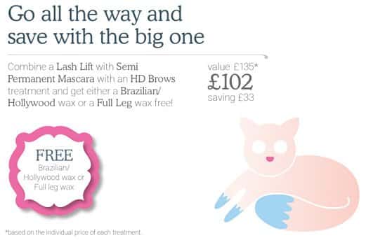 Enjoy fantastic savings when you buy your waxing, lash and brow treatments all in one go!