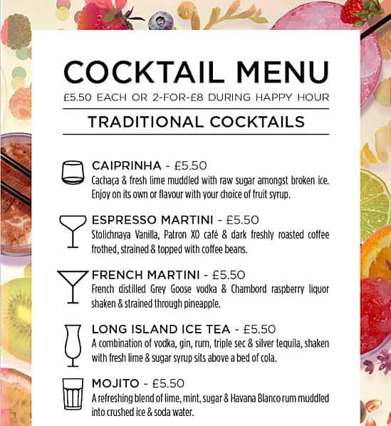 Cocktails are 2 for £8 all Night